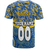 Parramatta Eels Sport T-Shirt - Tropical Patterns And Dot Painting Eat Sleep Rugby Repeat