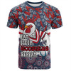Sydney Roosters T-Shirt - Tropical Patterns And Dot Painting Eat Sleep Rugby Repeat
