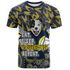 North Queensland Cowboys T-Shirt - Tropical Patterns And Dot Painting Eat Sleep Rugby Repeat