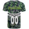 Canberra Raiders T-Shirt - Tropical Patterns And Dot Painting Eat Sleep Rugby Repeat