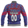 Newcastle Knights Sport Baseball Jacket - Tropical Patterns And Dot Painting Eat Sleep Rugby Repeat