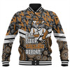 Wests Tigers Baseball Jacket - Tropical Patterns And Dot Painting Eat Sleep Rugby Repeat