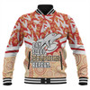 Redcliffe Dolphins Baseball Jacket - Tropical Patterns And Dot Painting Eat Sleep Rugby Repeat