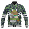 Canberra Raiders Baseball Jacket - Tropical Patterns And Dot Painting Eat Sleep Rugby Repeat