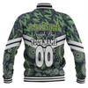 Canberra Raiders Baseball Jacket - Tropical Patterns And Dot Painting Eat Sleep Rugby Repeat