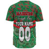 South Sydney Rabbitohs Baseball Shirt - Tropical Patterns And Dot Painting Eat Sleep Rugby Repeat
