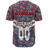 Sydney Roosters Baseball Shirt - Tropical Patterns And Dot Painting Eat Sleep Rugby Repeat