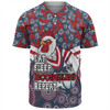 Sydney Roosters Baseball Shirt - Tropical Patterns And Dot Painting Eat Sleep Rugby Repeat