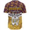 Brisbane Broncos Baseball Shirt - Tropical Patterns And Dot Painting Eat Sleep Rugby Repeat
