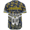 North Queensland Cowboys Baseball Shirt - Tropical Patterns And Dot Painting Eat Sleep Rugby Repeat
