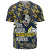 North Queensland Cowboys Baseball Shirt - Tropical Patterns And Dot Painting Eat Sleep Rugby Repeat
