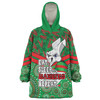 South Sydney Rabbitohs Snug Hoodie - Tropical Patterns And Dot Painting Eat Sleep Rugby Repeat