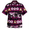 Manly Warringah Sea Eagles Hawaiian Shirt - Tropical Hibiscus and Coconut Trees