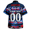 Sydney Roosters Hawaiian Shirt - Tropical Hibiscus and Coconut Trees