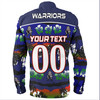 New Zealand Warriors Sport Long Sleeve Shirt - Tropical Hibiscus and Coconut Trees