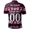 Manly Warringah Sea Eagles Polo Shirt - Tropical Hibiscus and Coconut Trees