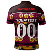 Brisbane Broncos Polo Shirt - Tropical Hibiscus and Coconut Trees