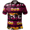 Brisbane Broncos Polo Shirt - Tropical Hibiscus and Coconut Trees