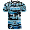 Cronulla-Sutherland Sharks T-Shirt - Tropical Hibiscus and Coconut Trees