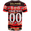 Redcliffe Dolphins T-Shirt - Tropical Hibiscus and Coconut Trees