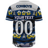 North Queensland Cowboys Baseball Shirt - Tropical Hibiscus and Coconut Trees