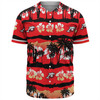 Redcliffe Dolphins Baseball Shirt - Tropical Hibiscus and Coconut Trees