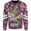 Cane Toads Sport Sweatshirt - Tropical Patterns And Dot Painting Eat Sleep Rugby Repeat