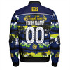 Parramatta Eels Sport Bomber Jacket - Eat Sleep Repeat With Tropical Patterns