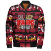 St. George Illawarra Dragons Bomber Jacket - Eat Sleep Repeat With Tropical Patterns
