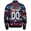 Sydney Roosters Bomber Jacket - Eat Sleep Repeat With Tropical Patterns