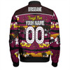 Brisbane Broncos Bomber Jacket - Eat Sleep Repeat With Tropical Patterns