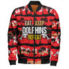 Redcliffe Dolphins Bomber Jacket - Eat Sleep Repeat With Tropical Patterns