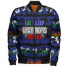 New Zealand Warriors Sport Bomber Jacket - Eat Sleep Repeat With Tropical Patterns