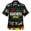 Penrith Panthers Hawaiian Shirt - Eat Sleep Repeat With Tropical Patterns