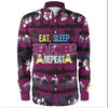 Manly Warringah Sea Eagles Long Sleeve Shirt - Eat Sleep Repeat With Tropical Patterns