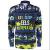 Parramatta Eels Sport Long Sleeve Shirt - Eat Sleep Repeat With Tropical Patterns