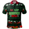 South Sydney Rabbitohs Polo Shirt - Eat Sleep Repeat With Tropical Patterns
