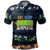 Canberra Raiders Polo Shirt - Eat Sleep Repeat With Tropical Patterns