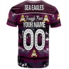 Manly Warringah Sea Eagles T-Shirt - Eat Sleep Repeat With Tropical Patterns