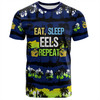 Parramatta Eels Sport T-Shirt - Eat Sleep Repeat With Tropical Patterns