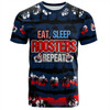 Sydney Roosters T-Shirt - Eat Sleep Repeat With Tropical Patterns