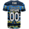 Gold Coast Titans Sport T-Shirt - Eat Sleep Repeat With Tropical Patterns