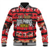 Redcliffe Dolphins Baseball Jacket - Eat Sleep Repeat With Tropical Patterns