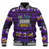 Melbourne Storm Baseball Jacket - Eat Sleep Repeat With Tropical Patterns