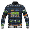 Canberra Raiders Baseball Jacket - Eat Sleep Repeat With Tropical Patterns