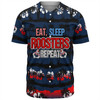 Sydney Roosters Baseball Shirt - Eat Sleep Repeat With Tropical Patterns