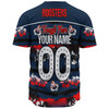 Sydney Roosters Baseball Shirt - Eat Sleep Repeat With Tropical Patterns