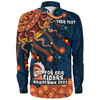 Australia Naidoc Week Custom Long Sleeve Shirt - For Our Elders Naidoc Week Snake Aboriginal Painting With Flag (Blue)