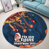 Australia Round Rug For Our Elders Naidoc Week Snake Aboriginal Painting With Flag (Blue)