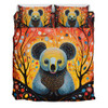 Australia Koala Custom Bedding Set - Aboriginal Koala With Flowers Bedding Set